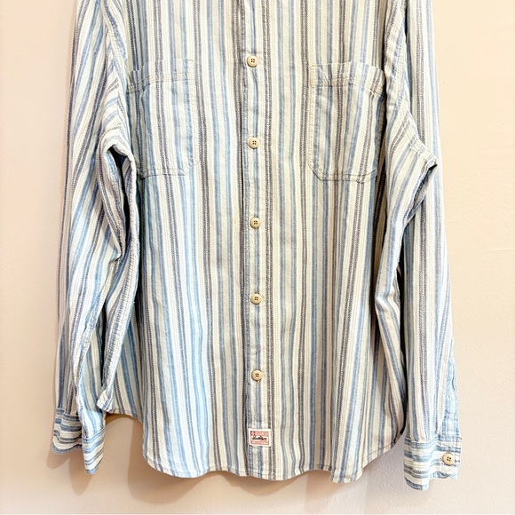 Vintage Levi’s Blue & White Stripe Relaxed Cotton Button Up Shirt - Size XXL EUC - Picture 7 of 15